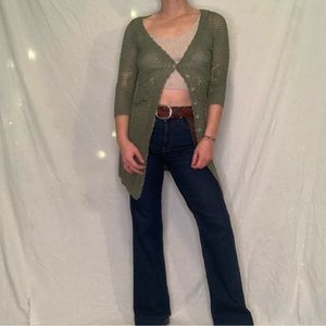 BCBGMAXAZRIA hand crocheted tunic length cardigan. Size medium,fits like a small